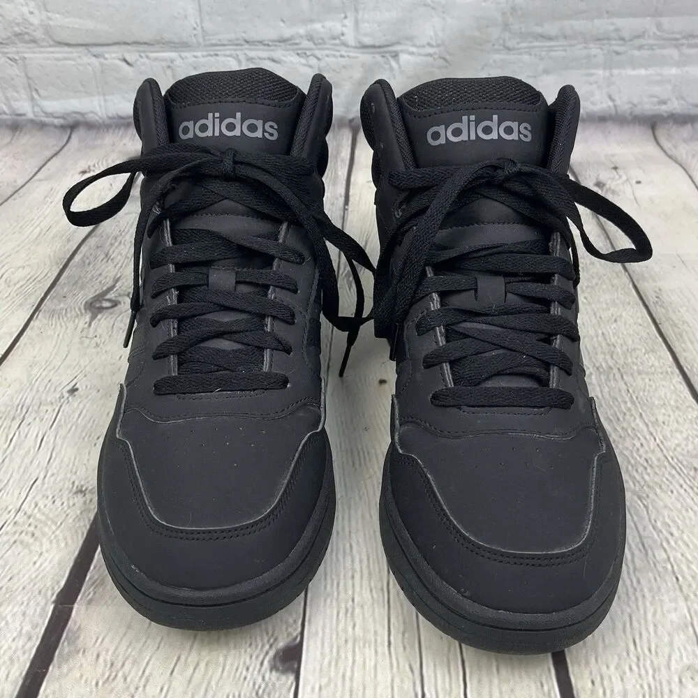 Adidas Hoops 3.0 Sneakers Men's Size 8 Classic Mid Top Triple Black Basketball